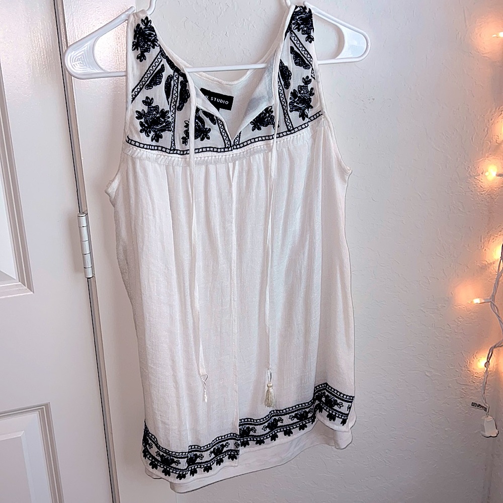 A white and blue long top!